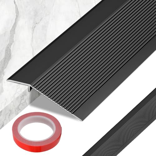 LOMUG Alu-Boden-Übergangsprofil Für Höhenausgleich Von 8-40 mm, Ideal Für Türschwellen-Rampen-Fliesen-Laminat, Anpassungsprofil Für Türschwelle Und Saugroboter (Schwarz, 0.9 m x 100 mm)