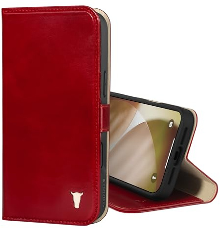 TORRO Leather Case Compatible with iPhone 17 Pro 6.3 2025 - Premium Leather Wallet Flip Case with Kickstand and Card Slots (Compatible with Official MagSafe Chargers) - Red