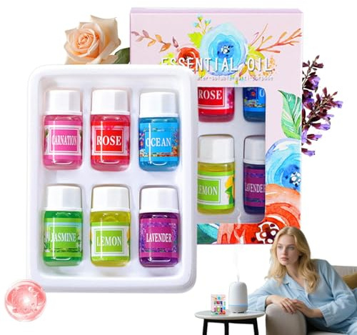 Ätherische Öle für Aromatherapie – Luftreiniger für Auto, wasserlöslicher Duft für Luftbefeuchter 6 Stück für Zimmer Männer Frauen