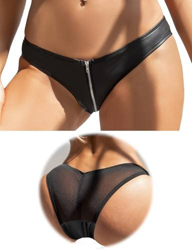 ohmydear Women's Zip Front Knickers Sexy Panties Plus Size Lingerie Black
