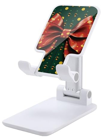DDTKLSNV Foldable Cell Phone Stand Adjustable Angle Height Desktop Phone Holder Portable Wrapping Paper with Bow Cellphone Cradle Compatible with All Smartphone White-Style