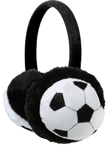 FIHDIOPO Ear Muffs Women Girls Boys Football Earmuffs Winter Accessories Fluffy Plush Adjustable Outdoor Thermal Ear Warmer Skiing Running Ears Covers Protector from Wind Cold Gift for Boy Girl Black