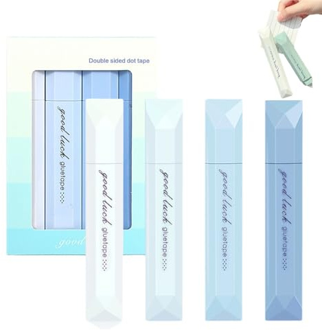vokkrv 4 Stück Kleberoller Doppelseitiges Klebeband Stifte, Fotokleber Doppelseitig Selbstklebend Roller, Klebeband Roller, Bastel Klebestift Stift, Scrapbook Zubehör für Schule Und Zuhause (Blau)