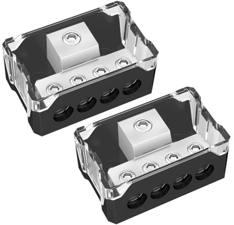 Hipzeepo Audio Auto 2pcs Blocco di di Potenza A 4 Vie 0/2/4 Ingresso di Gauge e 4/8/10 Amploratura di Uscita per Calibri per Collegamenti A Terra 'Amplificatore