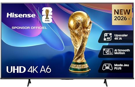 Hisense 50A6S - 4K UHD TV 50 tum (127 cm), Smart TV HomeOS U9.5, Dolby Vision HDR, Game Mode Plus (VRR 60Hz), Virtual DTS: X, Alexa inbyggd, svart