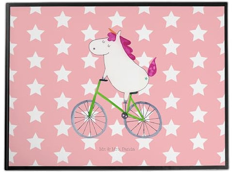 Mr. & Mrs. Panda Schreibunterlage Einhorn Radfahrer - Geschenk, Konfetti, Tischunterlage, tischschutz, schreibtischunterlage, Bike, schreibtischunterlagen, büro, Einhörner, Unicorn, Radfahren