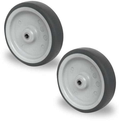 Lot de 2 roues encastrables – Axe de 150 mm – En TPE – Roulettes pour appareil, roulettes pour chariot de manutention