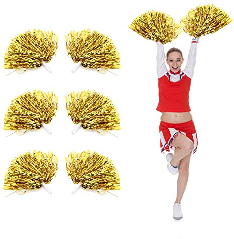 Pompon da cheerleader - Accessori da cheerleader dorati di alta qualità per eventi giovanili - Set da 6 pezzi