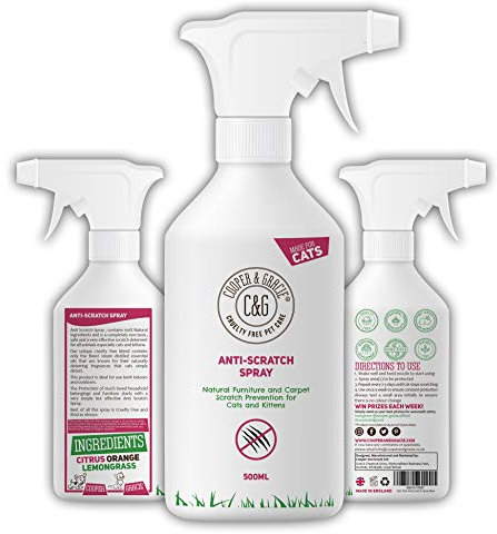 Cats Anti Scratch Spray 500ml - Best Cat Scratcher Deterrent Repellent - Protects Furniture | Safe For Fabric Floor And More - Cruelty Free Plant-Derived