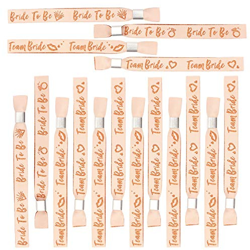 HOWAF 16 Setjga Armbänder: 14 Team Braut + 2 x Braut Armbänder Rosenrot für Junggesellinnenabschied Dekojga Accessoires Frauen