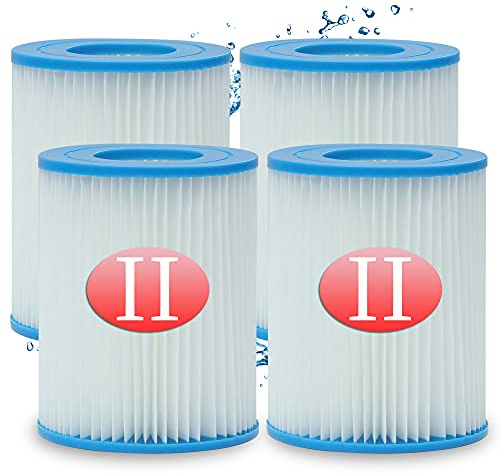 Denkmsd Cartucho de Filtro Tipo II para Bomba de Piscina, Cartucho de Filtro de Repuesto para 58094, Capacidad: 2006/3028 l/Hora (4 Unidades)