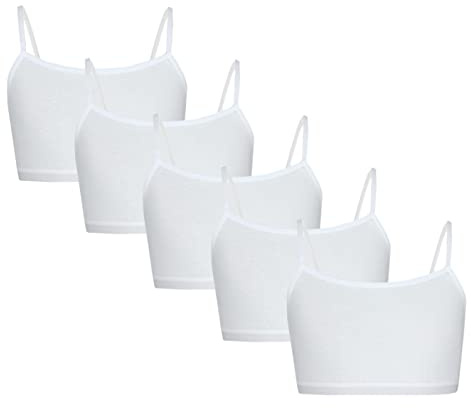 TupTam Mädchen Bustier mit Spaghettiträger 5er Pack, Farbe: Weiß, Größe: 158-164