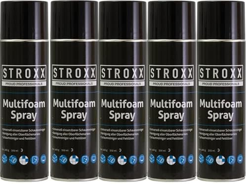 STROXX® 5x Multi-Schaumreiniger |500ml| Universalreiniger | Multi Clean | Spiegel | Glas | Kunststoff | Keramik | Stoffe etc. | harte und weiche Oberflächenarten | tiefenreinigend