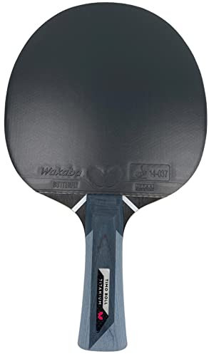 Butterfly Timo Boll Titanium Tischtennisschläger | mit Carbon Lage | ITTF zertifizierter Wakaba Belag | 2,0 mm Schwamm | konkaver Griff | trainierte Profi Vereinsspieler