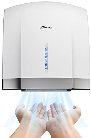 PLUSSEN Secador de Manos eléctrico Sensor de Infrarrojos de 8 a 10 Segundos, Secado rápido, secador automático de Manos de baño para hogar, Interruptor de frío/Calor (blanco-1003)