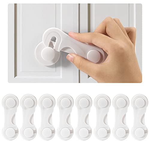 Lifeant 8 Stück Kindersicherung Schranksicherung Proofing Sicherheitsschlösser, Schubladensicherung Baby für Schränke, Schubladen, Kühlschrank, Starker Kleber Ohne Bohren, Weiss