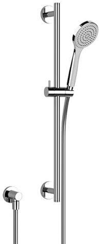Set barra doccia Gessi Emporio 600 mm, rosetta rotonda, con gomito di collegamento a parete, con doccetta anticalcare 1 getto, flessibile 1,50 m, 47306, Colorazione: Nero XL