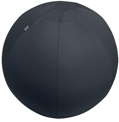 Ballon d'assise Leitz Ergo Active, fonction anti-basculement, alternative ergonomique à la chaise de bureau, diamètre 75 cm, housse en tissu, pompe à air manuelle, 2 bouchons, Gris Foncé, 65430089