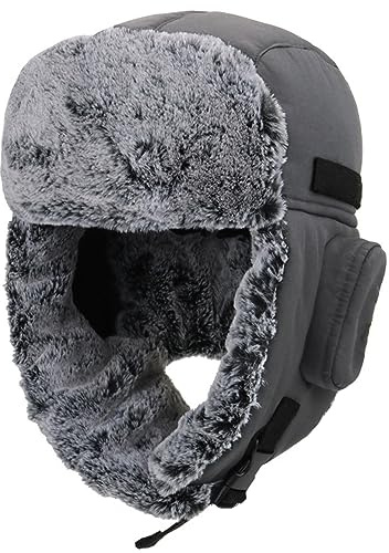 HunterBee Womens Ladies Waterproof Winter Bomber Ushanka Russian Hat Eskimo Fur Hunting Skiing Trapper Trooper Hats with Ear Flaps Aviator Warm Snow