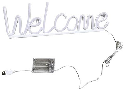 kowaku Welcome Neon Sign LED Schilder, dekorative Wanddekoration, Hintergrundbeleuchtung, Nachtlicht, Neonlichtschild für Hochzeit, Spielzimmer, Fenster, Zuhause, Party, Rosa