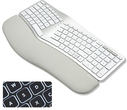 Macally Bluetooth Ergonomic Keyboard, Wireless Split Keyboard, Carpal Tunnel Comfort, Ergo Rechargeable Split Wrist Key Board - Backlit Apple 100 Key Layout for MacBook Pro/Air, iMac