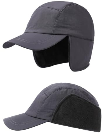 JAWSEU Winter Baseballmütze mit Ohrenschützern, Unisex Schirmmütze mit ohrenschützer Basecap Herren Winter Dicke Mütze Kappen Golf Cap Fliegermütze Wintermütze Windschutz Baseballcap mit Ohrenklappen