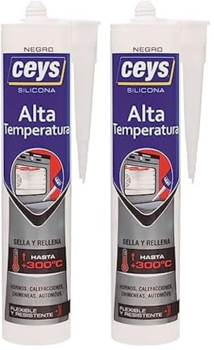 Ceys - silicona alta temperatura - Flexible y resistente - Negra - 280 ML (Paquete de 2)