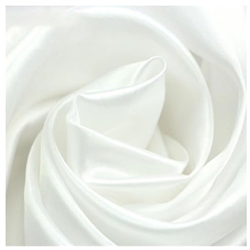 150cm Breit Satin Stoff Weiß Bastelstoff Deko-stoff Glänzend zum Nähen, Kleidung, Vorhänge, Karneval Tischdecke, Hochzeit Dekoration(Size:1.5x1m,Color:Reinweiß)