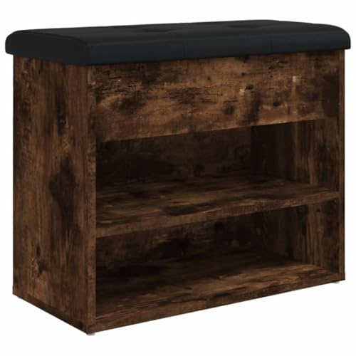 vidaXL Skobänk rökfärgad ek 62x32x50 cm konstruerat trä, hallbänk, skoförvaring, bänk med förvaring, hallbänkar, bänk med skoförvaring