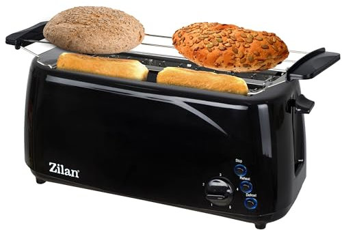 Zilan Tostapane XXL 4 Fette, Tasti Illuminati, Grande e Lungo, Sottile