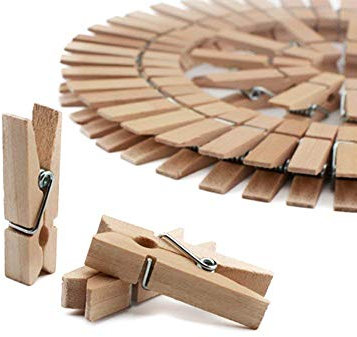 ROLLYWARE ® Natural Bamboo Heavy Duty Cloth Clips Multipurpose Peg Chimti for Decoration Art Pins Photos Crafts Hanging Strong and Durable, Anti Rust Peg, Clothes Drying Pegs (Wooden Pack of 60)