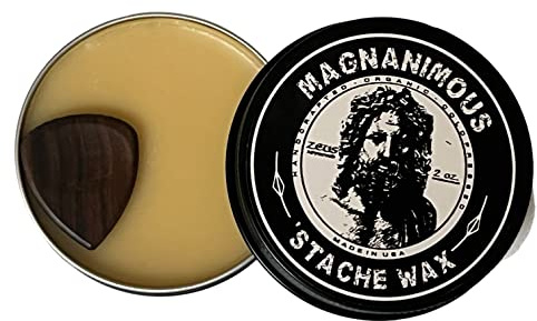 MAGNANIMOUS MUSTACHE/BEARD WAX (2 OZ) MT OLYMPUS SCENT (CITRUS SWEET ORANGE, CEDAR, SANDALWOOD, & GEORGIA PINE) - THE BEST STRONG HOLD WAX FOR MUSTACHES/BEARDS ON THE PLANET, ZEUS APPROVED!