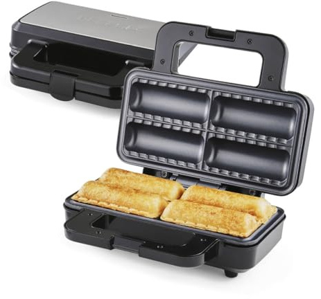 GEEPAS Sausage Roll Maker Makes 4 Quick Rolls Non-Stick Plates 850W Black | Cool Touch Handle, Over Heat Protection, Safety Lock, Sausage Rolls at Home
