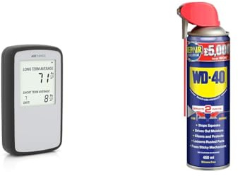 Airthings Corentium Home Radon Detector - 224 Portable, Lightweight, Easy-to-Use, (3) AAA Battery & WD-40 Multi-Use Smart Straw 450ml Spray Aerosol Can Clean Rust Lubricant, blue