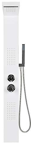 Colonna Doccia Idromassaggio Pannello Doccia Set in 304 Acciaio Inox, Doccia Spa per Bagno, Processo di lucidatura-15 * 47 * 130 cm (bianco)