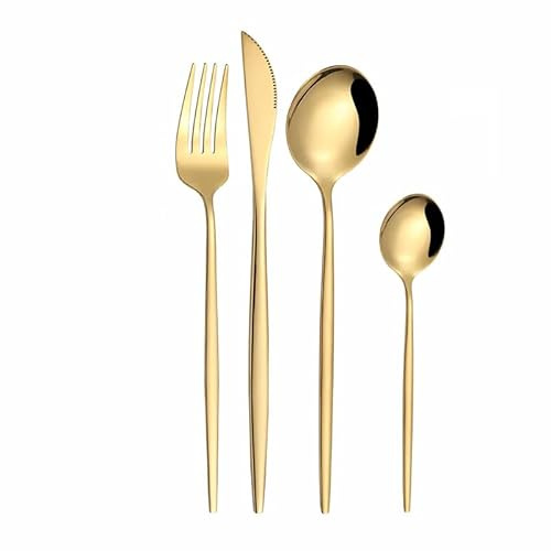 LP Fusion Home - Portuguese Style 24-Piece Stainless Steel Cutlery Set (Gold)