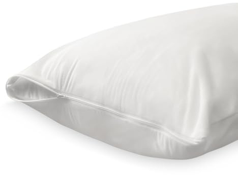 Duérmete Online - Funda Protectora para Almohada con Cremallera, Impermeable y Transpirable, Tacto Suave, Tejido Algodón Natural, Antiácaros y Antibacterias, Blanco, 120 x 40