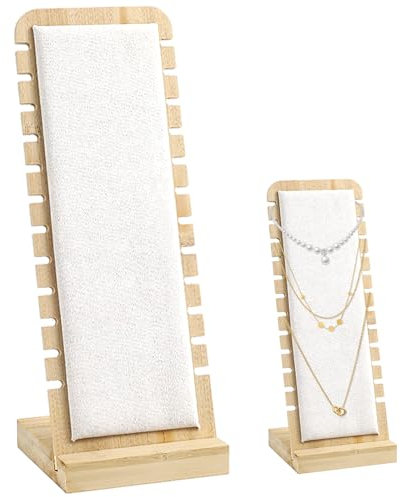 Simsky Portagioie in legno con 12 scomparti, espositore per gioielli, supporto per catena, organizer per collane e bracciali