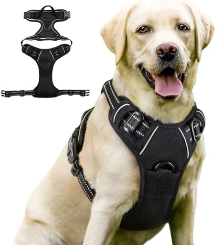 MEIION TrueSafe Anti Zieh Hundegeschirr für Mittelgroße und Große Hunde, Anti-Zug Brustgeschirr, Verstellbar, No Pull Atmungsaktiv mit Reflexstreifen, Sicheres Hundegeschirr