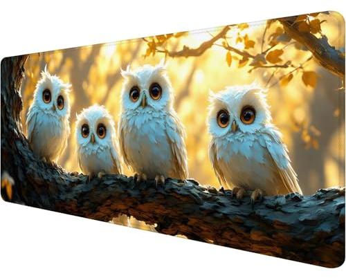 Tapis de Souris 1200 x 400 x 3 mm Tapis de Souris Blanc XXL Gaming Mouse Pad avec Bords Cousus Animal Mousepad avec Base en Caoutchouc Antidérapante Grand Protection de Bureau, Deco Bureau Cadeau B-4