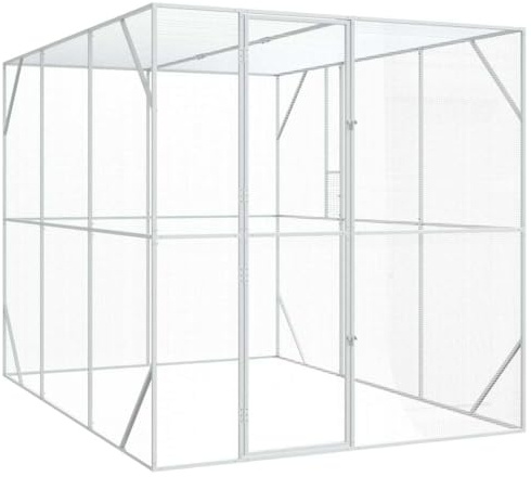 vidaXL Stapelbara fågelburar för fåglar metallkapsling rymlig design inomhus/utomhus användning industriell stil två 302 x 206 x 214 cm djurtillbehör