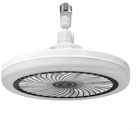 UTTASU Ventilatore da soffitto da 25,4 cm con telecomando, lampadina silenziosa E27 a 3 velocità, timer e temperatura a 3 colori, ventola bianca a risparmio energetico per camera da letto/cucina (C)
