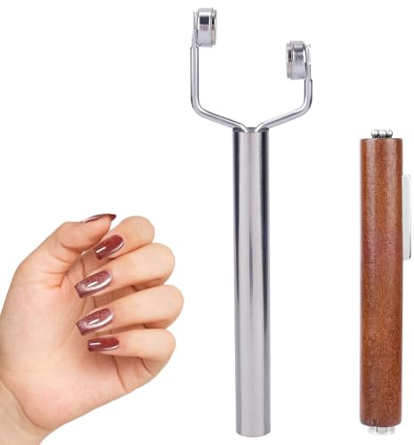 BOXOB Nagelmagnet Set, 3-in-1-Katzenaugen Magnet Y-förmiger Doppelkopf Multifunktionaler Gel-Lack Nagel Design mit Extra Zylindrischem Magnetwerkzeug für Heimwerker Studio und Salon (Silber)