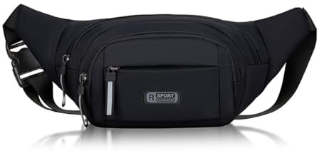 Garegce Bumbags for Ladies, Bumbag Waist Fanny Pack Men Women with Adjustable Belt Multiple Pockets Waterproof Lightweight for Walking Dog Travel Running Jogging Outdoors Sports - Black