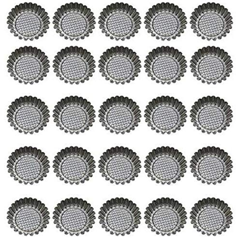 Lbvzxkad 25 PièCes SéRies en Acier Inoxydable Oeuf Moule Forme Ronde Cannelé Cupcake Moules de Cuisson RéUtilisable en MéTal Muffin Tasses de Cuisson