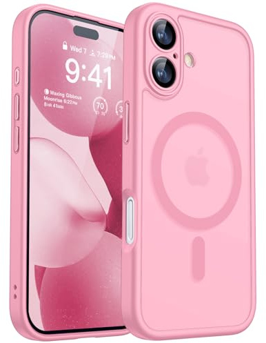 CANSHN Cover Magnetica per iPhone 17(6,3 Pollici), Compatibile con MagSafe, [Protezione Completa Della Fotocamera], Custodia Traslucida Opaca Protettiva Sottile Antiurto,Rosa