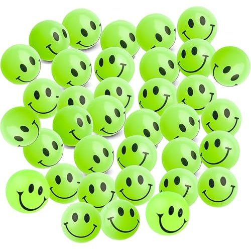 YOUYIKE Flummies für Kinder, 25mm Lächeln Nachts Leuchtball Kleine Bälle Spielzeug, Gummi Hüpf Bouncing Springball Flummi für Mitgebsel Kindergeburtstag Giveaways Gastgeschenke Goodie Bag (30)