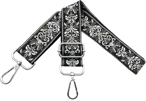Schultergurt für Taschen Taschengurte zum Wechseln Handtaschengurte Taschenband Breit 3.8 cm mit Silber Karabiner Schulterriemen für Damen, Handtasche, Umhängetasche, Schwarz, Y01