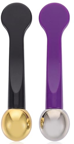 LALADEFIEE Lot De 2 Applicateurs Massagers Pour Crème Contour Des Yeux En Alliage De Zinc, Compact, Petit Format, Massage Oculaire Quotidien, Accessoire Professionnel Pour Soin Des Yeux, Usage Voyage