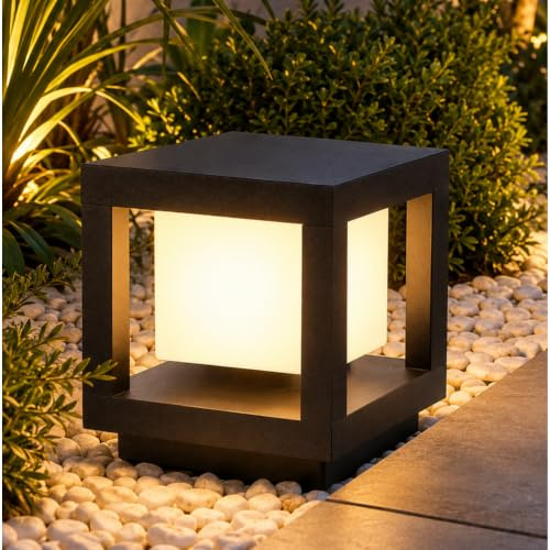 Jandei - Lámpara LED Exterior Cuadrada 16W, 3000K Luz Cálida, IP65 Resistente al Agua y Polvo, 240V, Diseño Moderno en Cubo Negro para Jardín, Terraza, Patio y Caminos